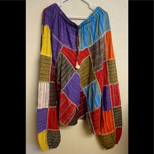 100% cotton patch harem pants